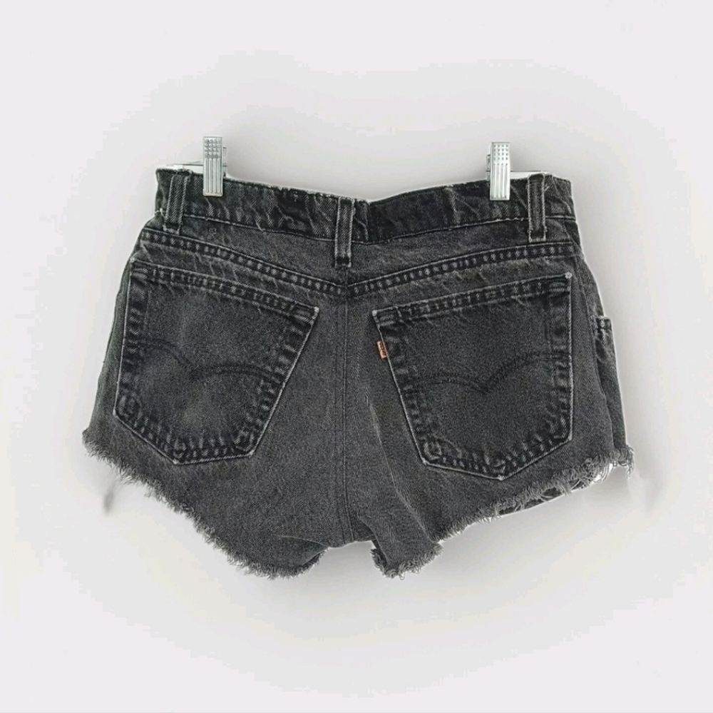 Levi's Jean Shorts Vintage Women's 29 Black Gold Tab 545 Loose Fit Cutoff Boho - Picture 3 of 16